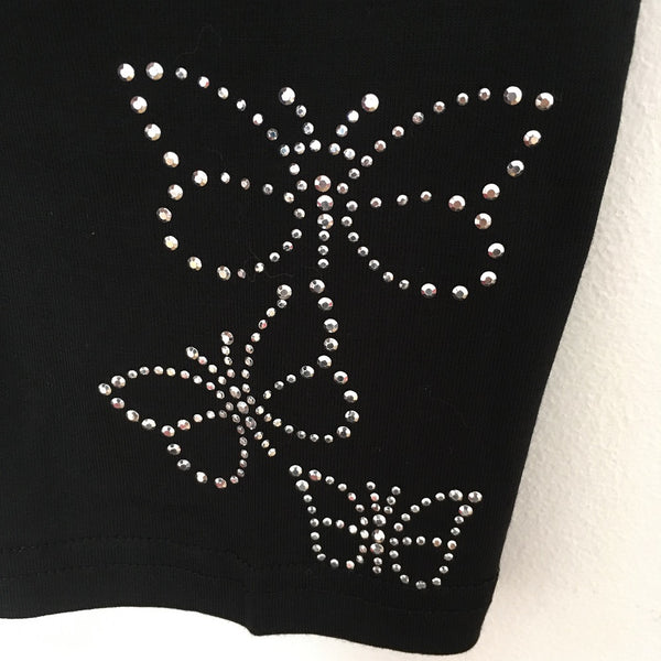 Black Cropped Leggings with Butterfly Foil Stud - Apples & Pears